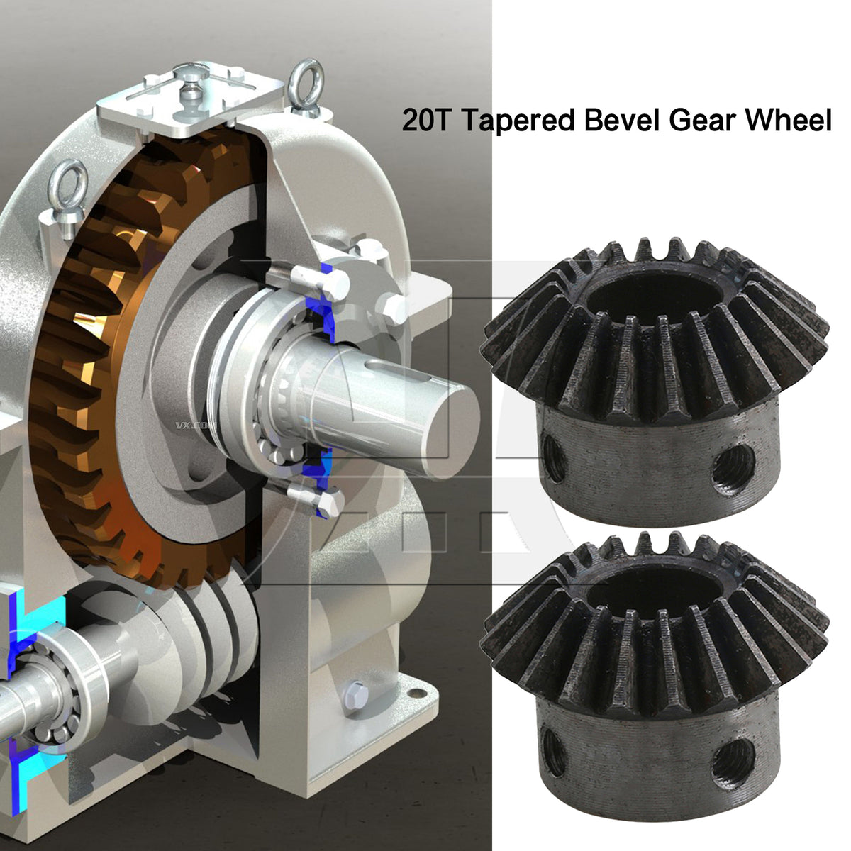 BQLZR 4 Pieces 1.5 Module Bevel Gears 20T 45 Steel Hardware for 1:1 Transmission