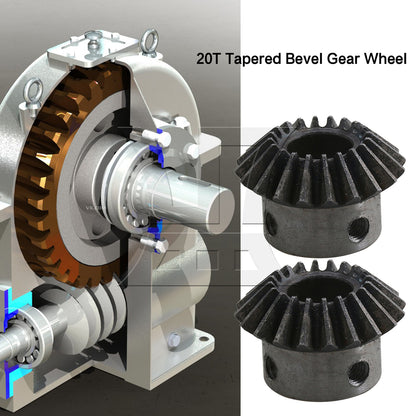 BQLZR 4 Pieces 1.5 Module Bevel Gears 20T 45 Steel Hardware for 1:1 Transmission
