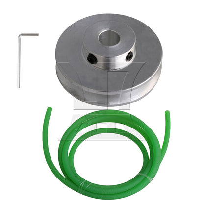 BQLZR Aluminum Single Groove Pulley 41mm Dia 8mm Fixed Bore w/ 3.28 ft Round Belt