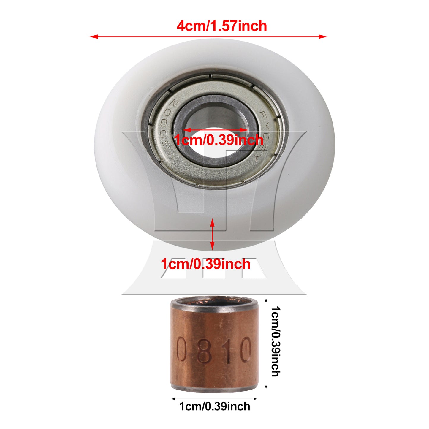BQLZR 18 Pieces Plastic Bearing Guide Pulley Wheel Ball Bearing with Copper Bushing