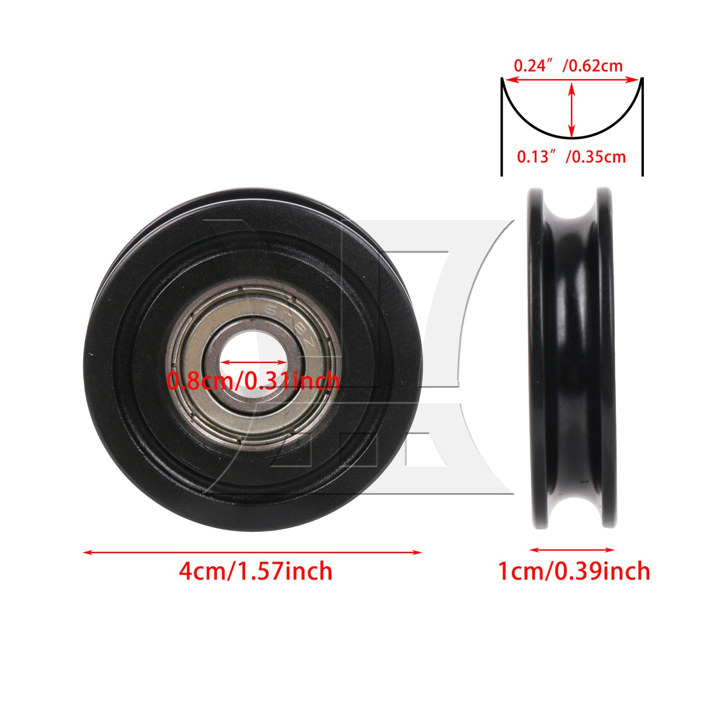 BQLZR Bearing Steel Cable Pulley 8mm ID x 40mm OD w/ Black Plastic Coated