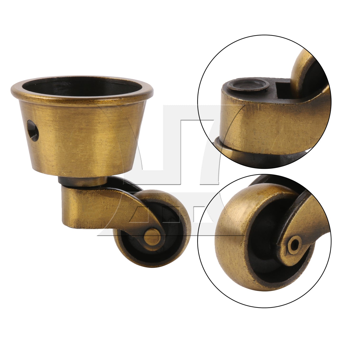 BQLZR Vintage Round Cup Caster 1.77" Dia for Table Chair Sofa with Screw