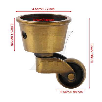 BQLZR Vintage Round Cup Caster 1.77" Dia for Table Chair Sofa with Screw
