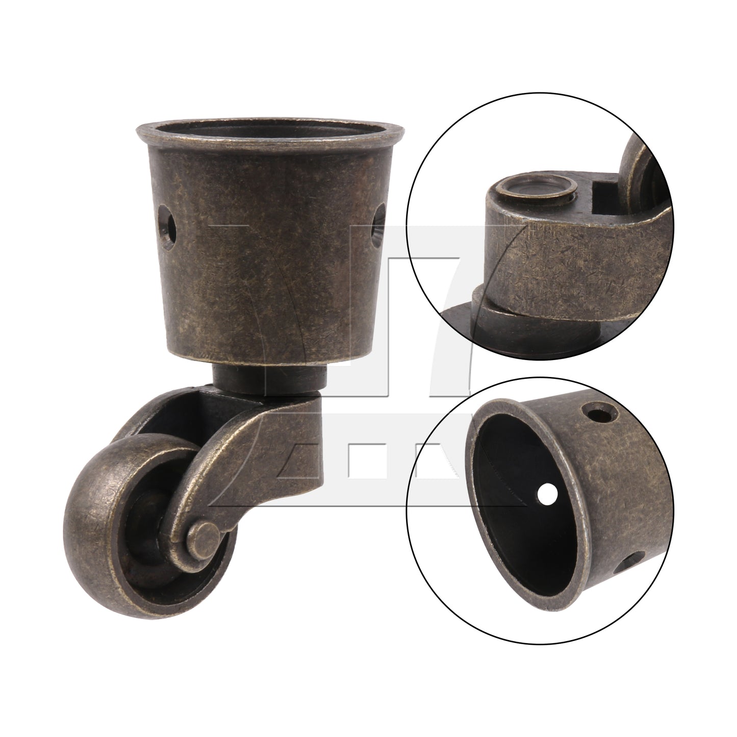 BQLZR  Antique Zinc Alloy Casters for 3.7cm Dia Table Sofa Furniture Legs