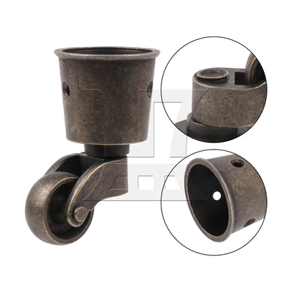 BQLZR  Antique Zinc Alloy Casters for 3.7cm Dia Table Sofa Furniture Legs