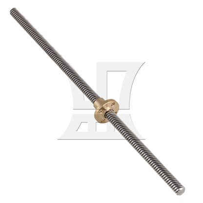 BQLZR  Lead Screw Rod 25cm Length 0.8cm w/ Brass Nut for 3D Printer Repair