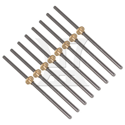 BQLZR  Lead Screw Rod 25cm Length 0.8cm w/ Brass Nut for 3D Printer Repair