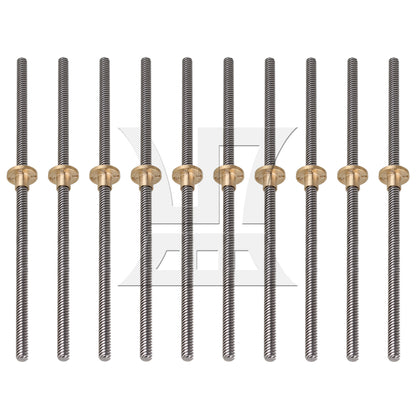 BQLZR  Lead Screw Rod 25cm Length 0.8cm w/ Brass Nut for 3D Printer Repair