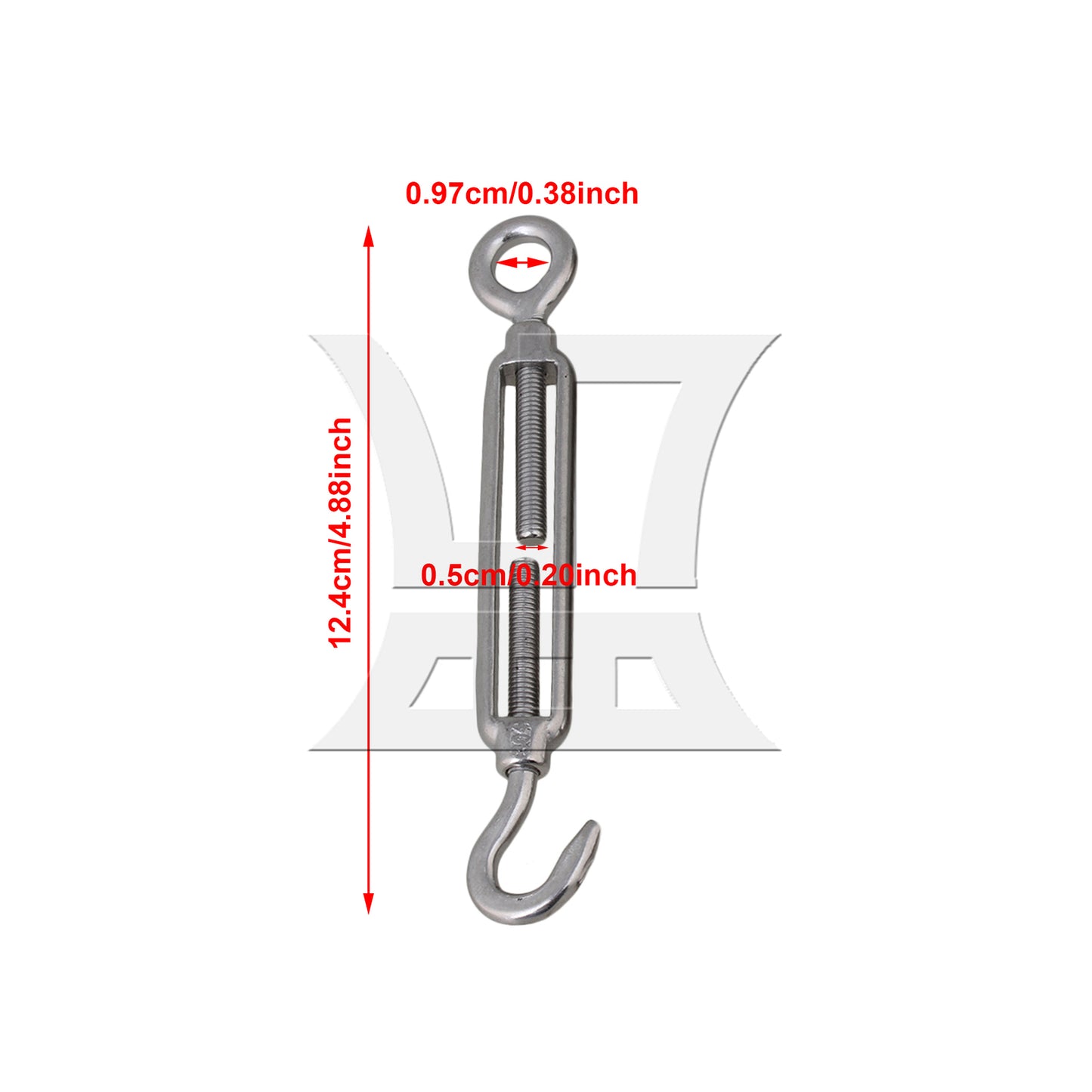BQLZR 10 Pieces Stainless Steel M5 Hook & Eye Turnbuckle Adjust Chain Rigging Silver