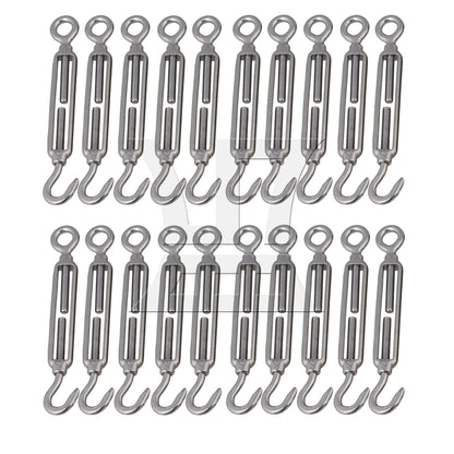 BQLZR BQLZR Silver M5 Hook & Eye Turnbuckle Wire Rope 304 Stainless Steel