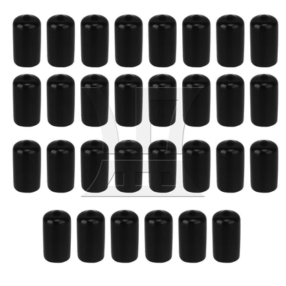BQLZR Black Round Rubber Finisher Pipe Stop Screw Thread Cover 14mm Dia
