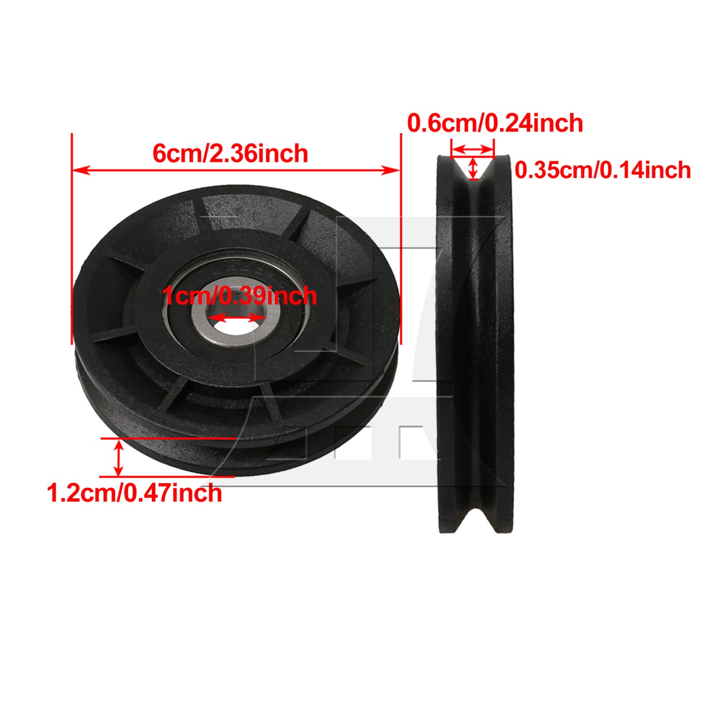 BQLZR Black Bearing Pulley Cable Wheel 6x1x1.2cm for Gym Equipment Parts