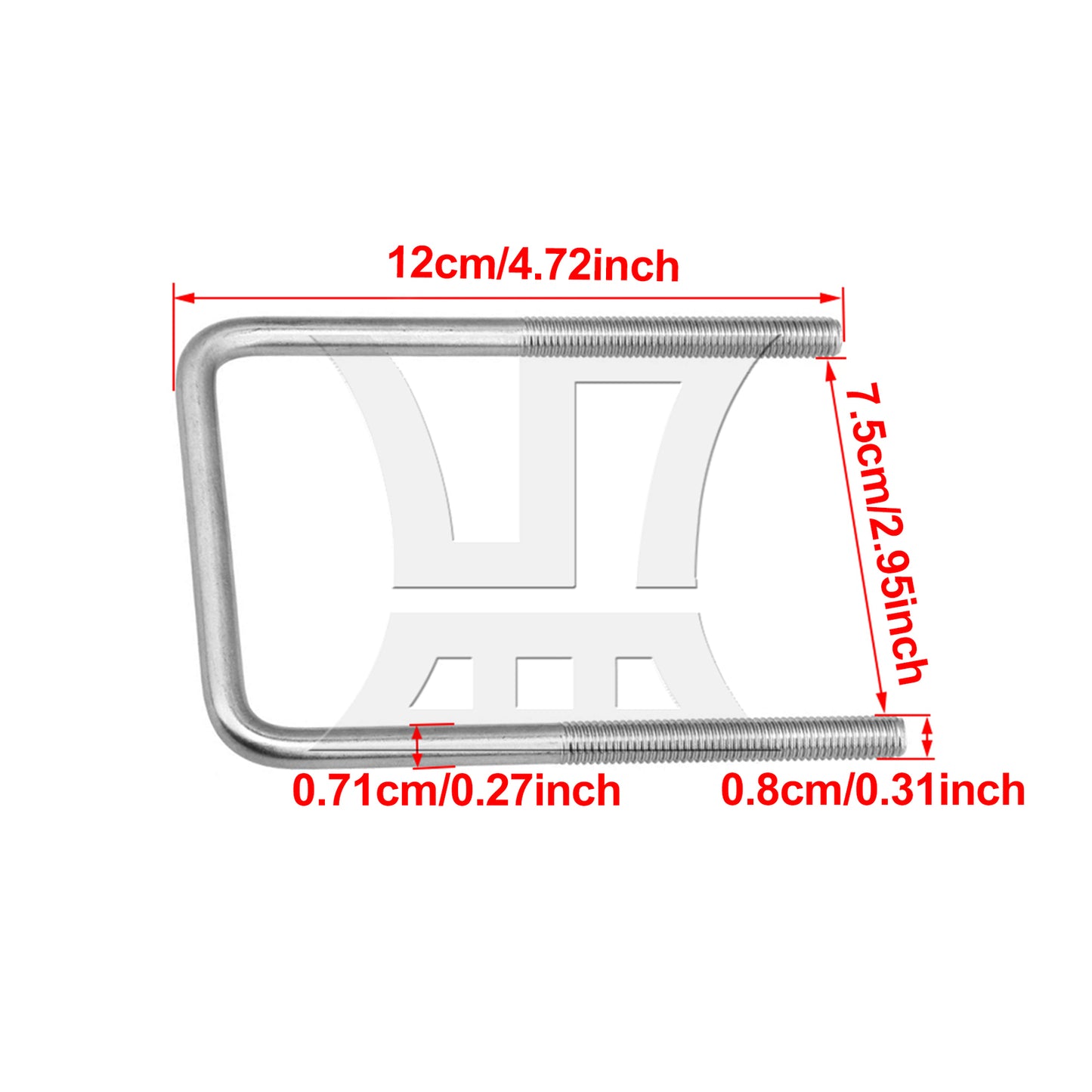 BQLZR M8 Stainless Steel Square U-Bolt 2.95" x 4.72" for Sailboat Trailer