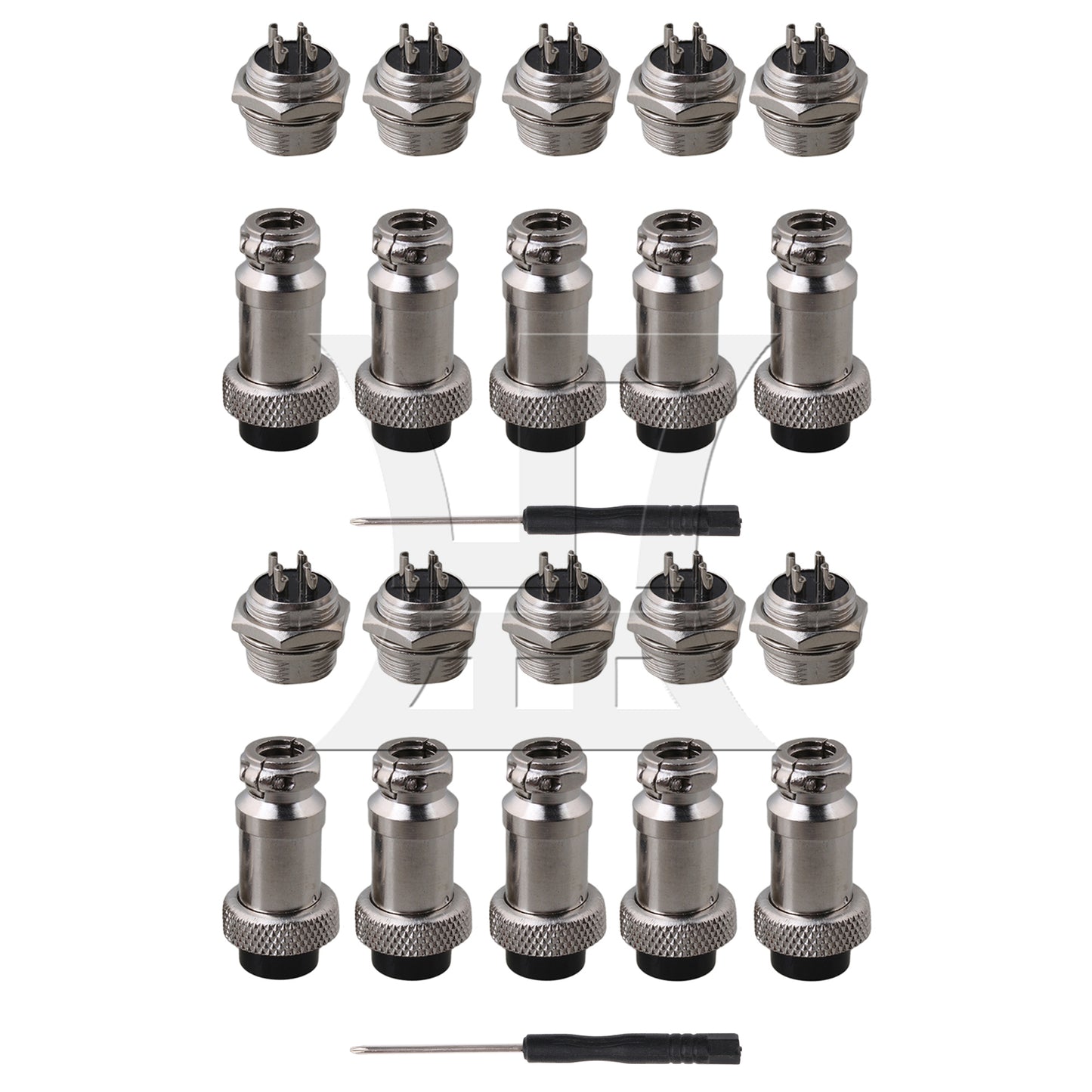 BQLZR 10 Pieces Aviation Plug 4-Pin 16mm GX16-4 Metal Male Female Panel Connector