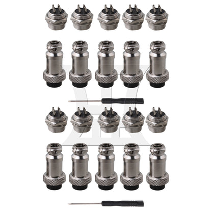 BQLZR 10 Pieces Aviation Plug 4-Pin 16mm GX16-4 Metal Male Female Panel Connector