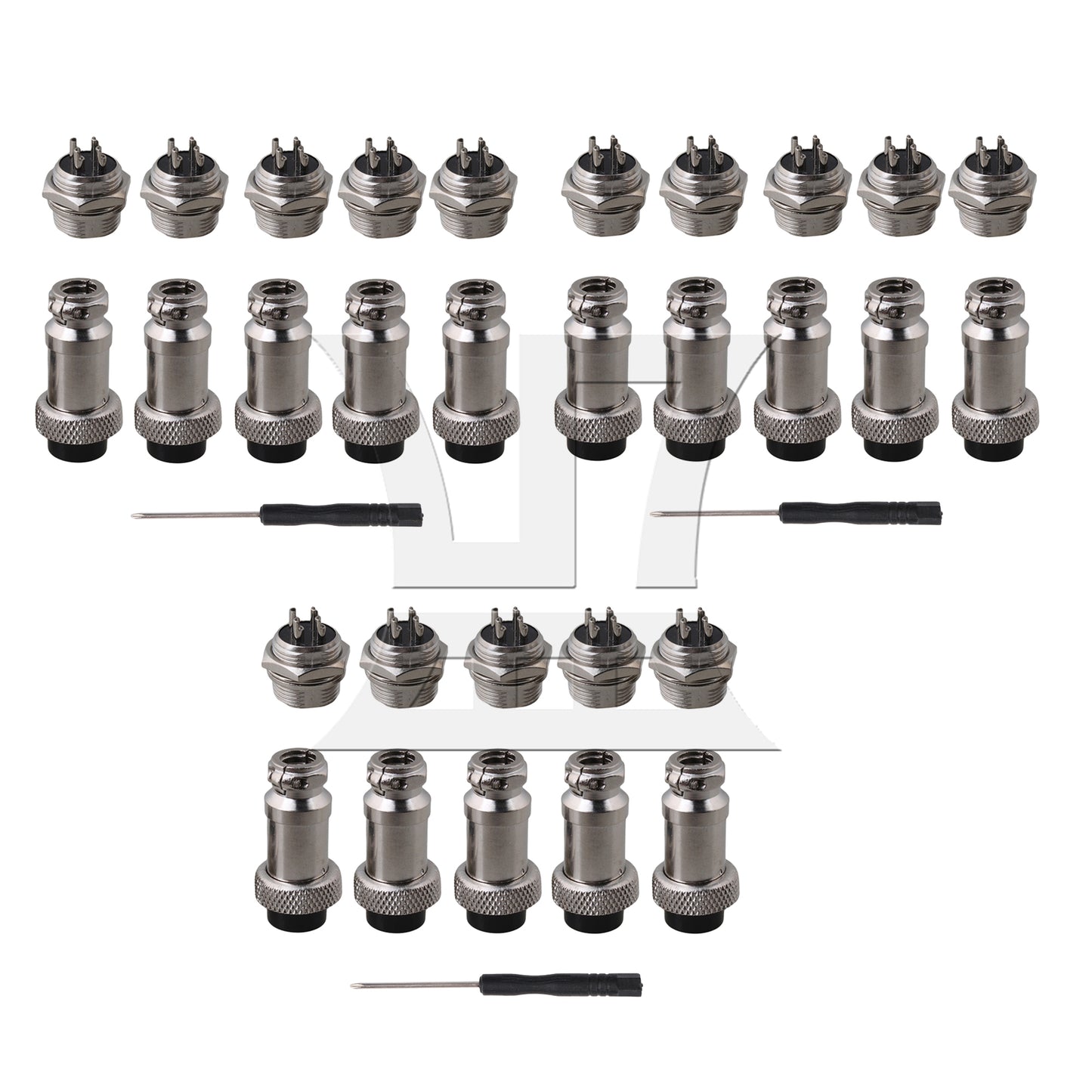 BQLZR Aviation Plug 4-Pin 16mm GX16-4 Metal Male Female Panel Connector Silver