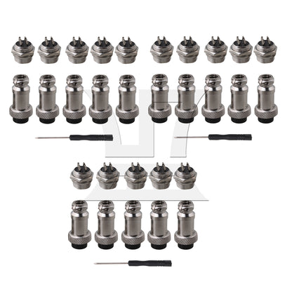 BQLZR Aviation Plug 4-Pin 16mm GX16-4 Metal Male Female Panel Connector Silver