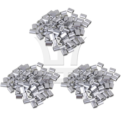 BQLZR M3 Silver Color Aluminum Clip Oval Wire Rope Ferrule Clamp Pack