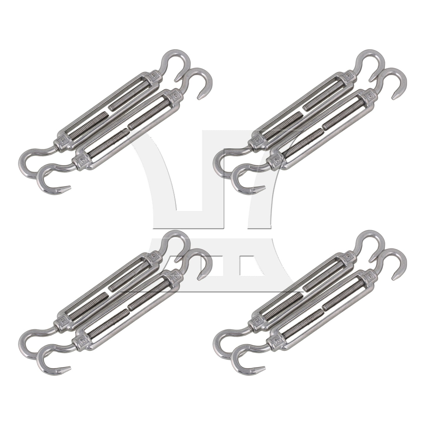 BQLZR  Silver European Style 304 Stainless Steel M6 Thread Turnbuckle Hook to Hook