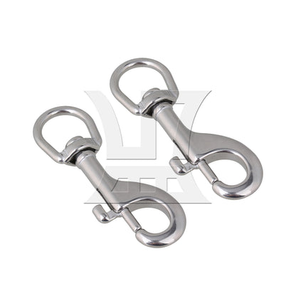 BQLZR 90mm 304 Stainless Steel Swivel-Eye Bolt Snap Hook Round Swivel Silver