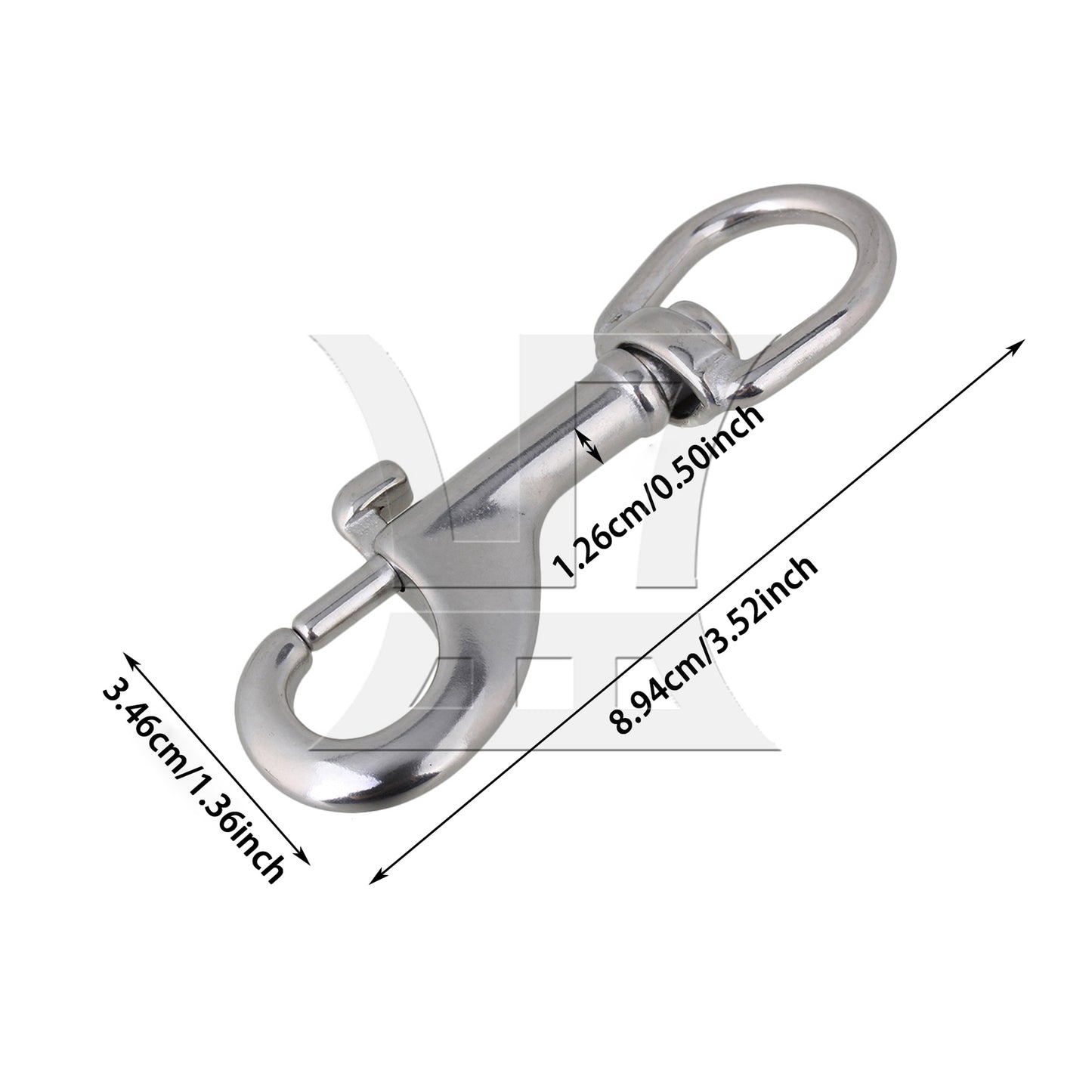 BQLZR 90mm 304 Stainless Steel Swivel-Eye Bolt Snap Hook Round Swivel Silver
