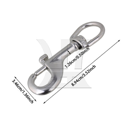 BQLZR 90mm 304 Stainless Steel Swivel-Eye Bolt Snap Hook Round Swivel Silver