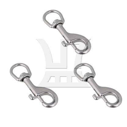BQLZR 90mm 304 Stainless Steel Swivel-Eye Bolt Snap Hook Round Swivel Silver
