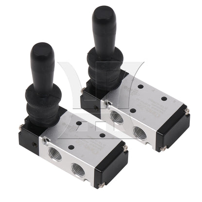 BQLZR 2 Pieces Aluminum 5 Port 2 Position 1/4" Hand Lever Operated Pneumatic Valve