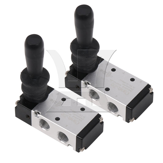 BQLZR 2 Pieces Aluminum 5 Port 2 Position 1/4" Hand Lever Operated Pneumatic Valve
