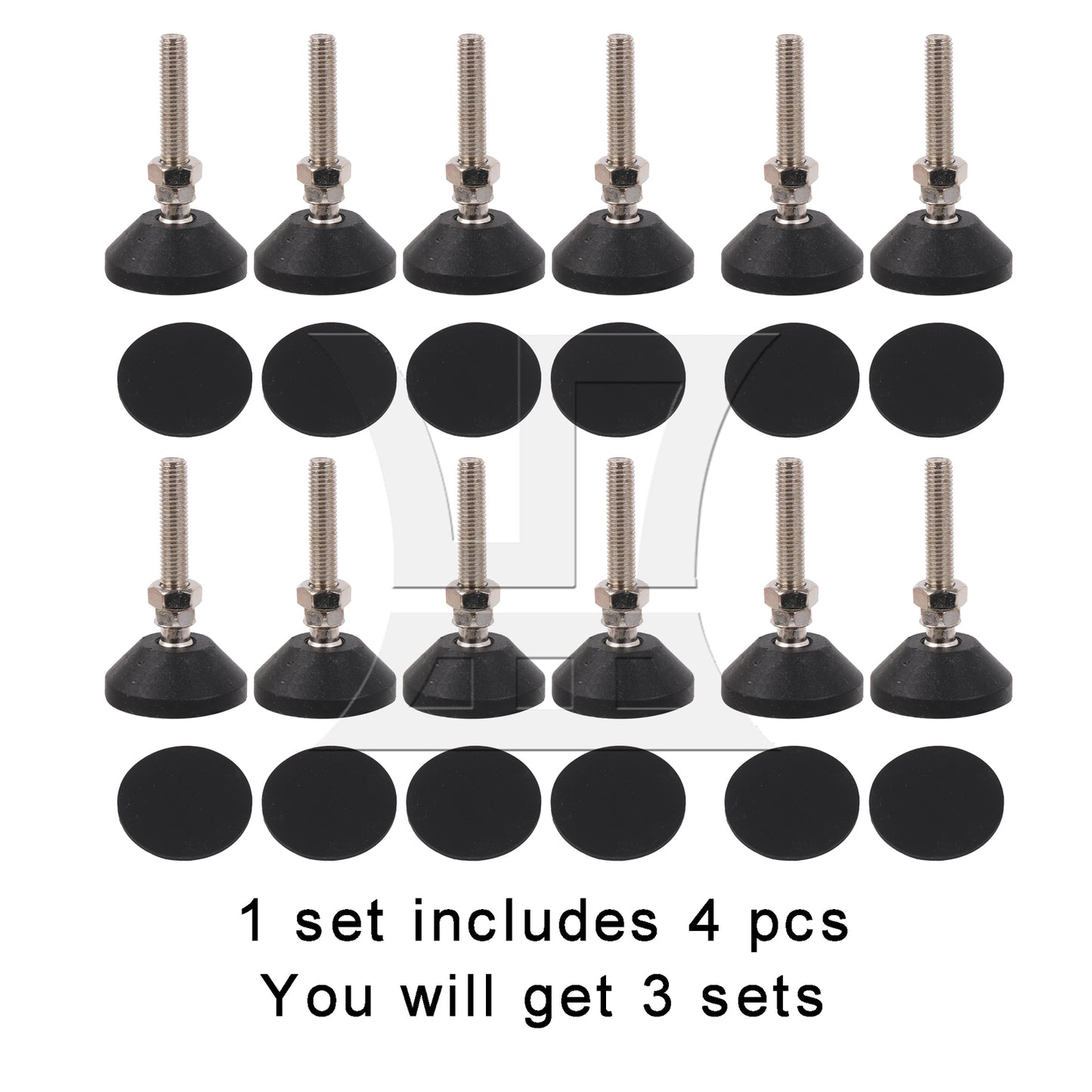 BQLZR Screw On Threaded M10x48mm Joint Furniture Adjustable Height Leveler Feet