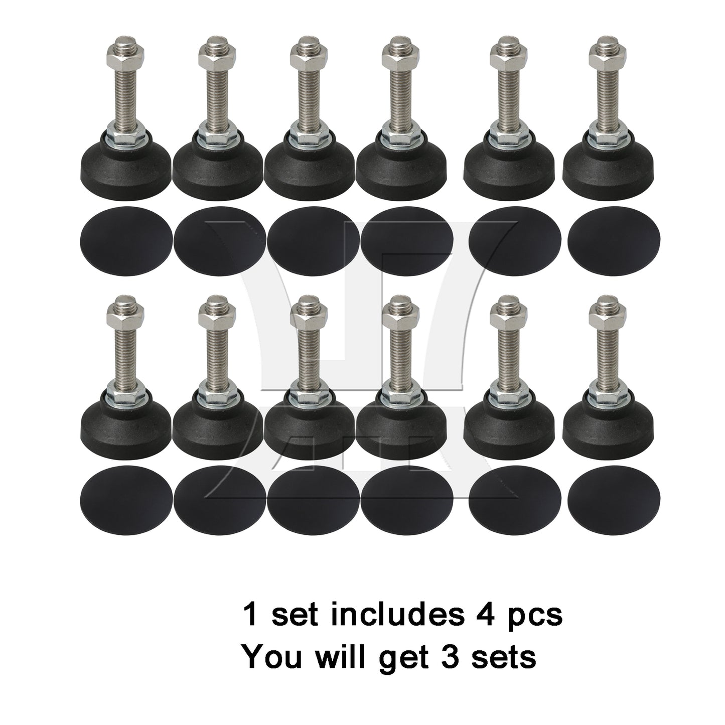 BQLZR 50mm Dia Adjustable Height Leveling Feet Furniture Glide M12 x 50mm