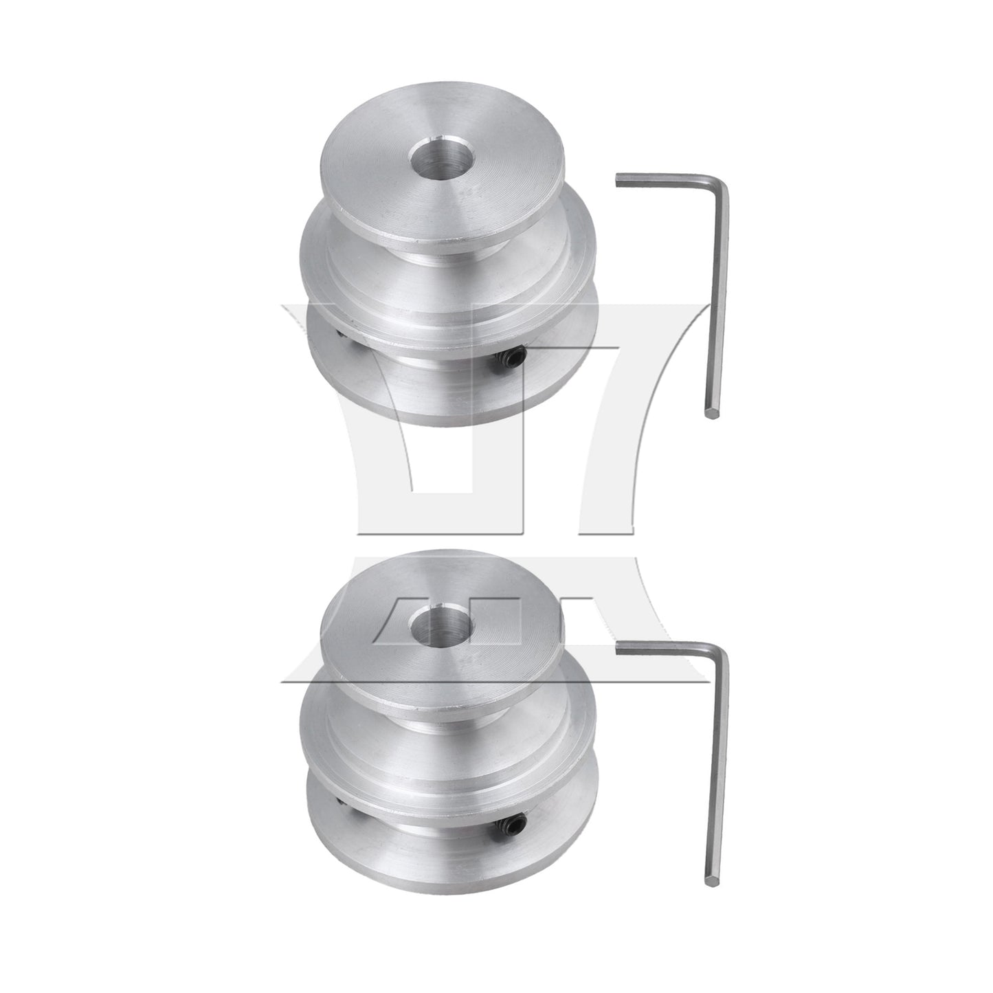 BQLZR 2 Pieces Silver Aluminum 2-Step Pulley 40x30x8MM for Motor Shalf Drive Belt