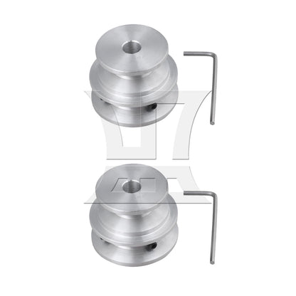 BQLZR 2 Pieces Silver Aluminum 2-Step Pulley 40x30x8MM for Motor Shalf Drive Belt