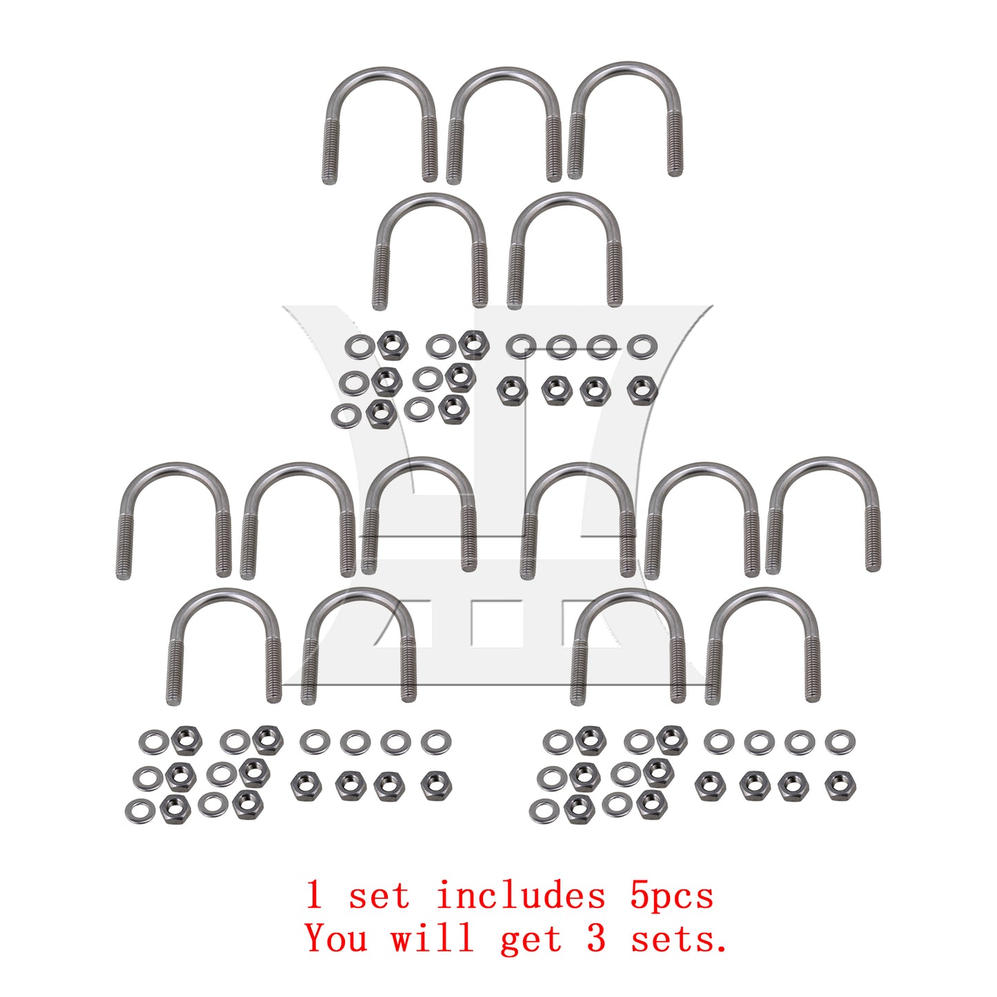 BQLZR 304 Stainless Steel U-Bolts U-Screws M6 Fit 27mm Dia Pipeline