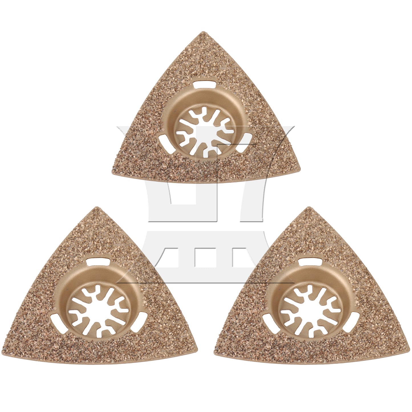 BQLZR 2pcs Oscillating Triangular Carbide Grit Rasp for Polishing Stone 8x7.4cm Golden
