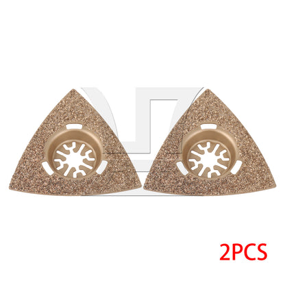 BQLZR 2pcs Oscillating Triangular Carbide Grit Rasp for Polishing Stone 8x7.4cm Golden