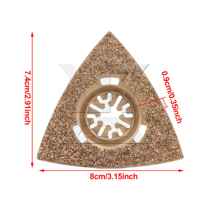 BQLZR 2pcs Oscillating Triangular Carbide Grit Rasp for Polishing Stone 8x7.4cm Golden