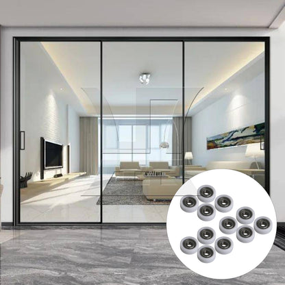 BQLZR 12 Pieces White Ball Bearing Wheel Pulley 0.5x1.9x0.7cm for Furniture Hardware
