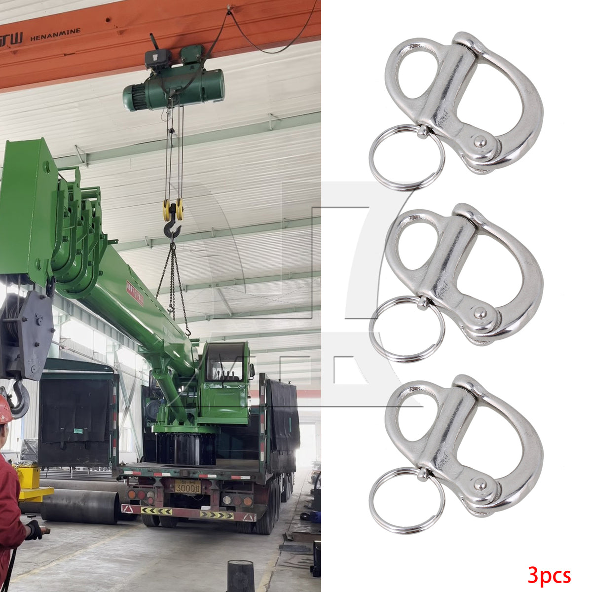 BQLZR 3pcs Stainless Steel Shackle, Suitable for Wire Rope
