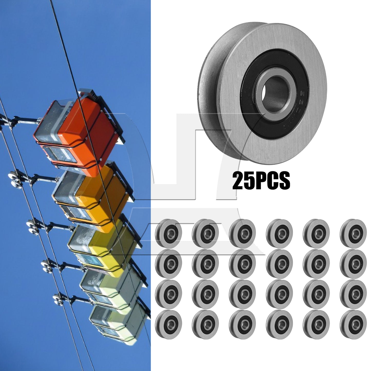 BQLZR 50x13mm U-Shape Groove Bearing Steel Cable Pulley Load-Bearing 512KG