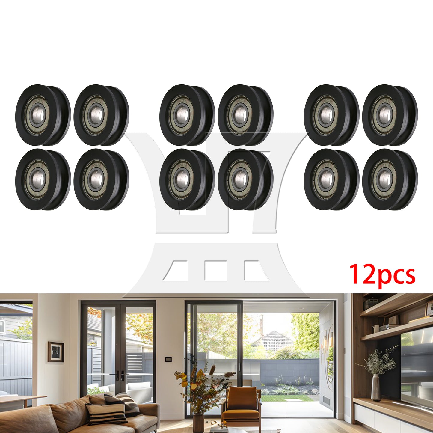 BQLZR Black Furniture Hardware 3x1cm U-Type Groove Guide Track Bearing Pulley