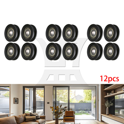 BQLZR Black Furniture Hardware 3x1cm U-Type Groove Guide Track Bearing Pulley