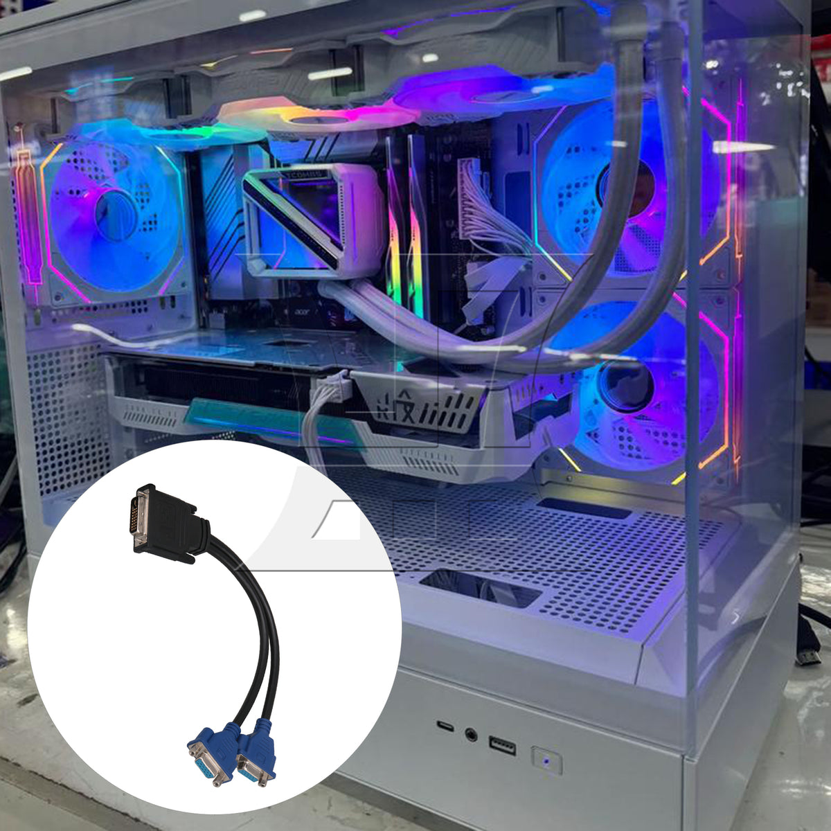 BQLZR DVI24+5 to Dual VGA Female Video Splitter Cable 2VGA for Monitor