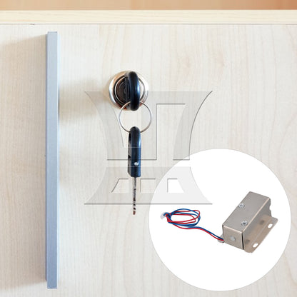 BQLZR Silver 12V Cabinet Locks Cabinet Door Electric Lock Assembly Solenoid