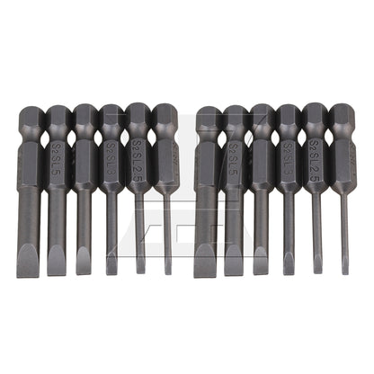 BQLZR 12 Pieces S2 Alloy Steel Hex Handle Flat Head Screwdriver Bits 1/4"