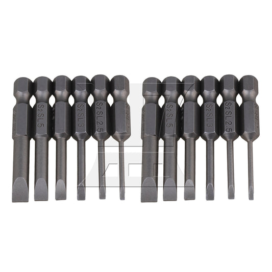 BQLZR 12 Pieces S2 Alloy Steel Hex Handle Flat Head Screwdriver Bits 1/4"