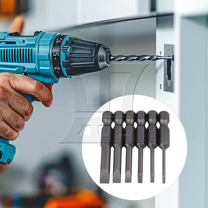 BQLZR 12 Pieces S2 Alloy Steel Hex Handle Flat Head Screwdriver Bits 1/4"