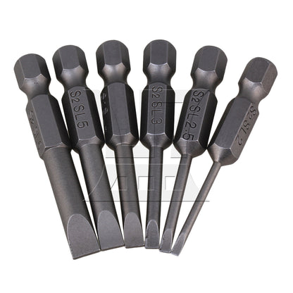 BQLZR 12 Pieces S2 Alloy Steel Hex Handle Flat Head Screwdriver Bits 1/4"