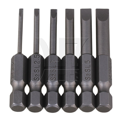 BQLZR 12 Pieces S2 Alloy Steel Hex Handle Flat Head Screwdriver Bits 1/4"