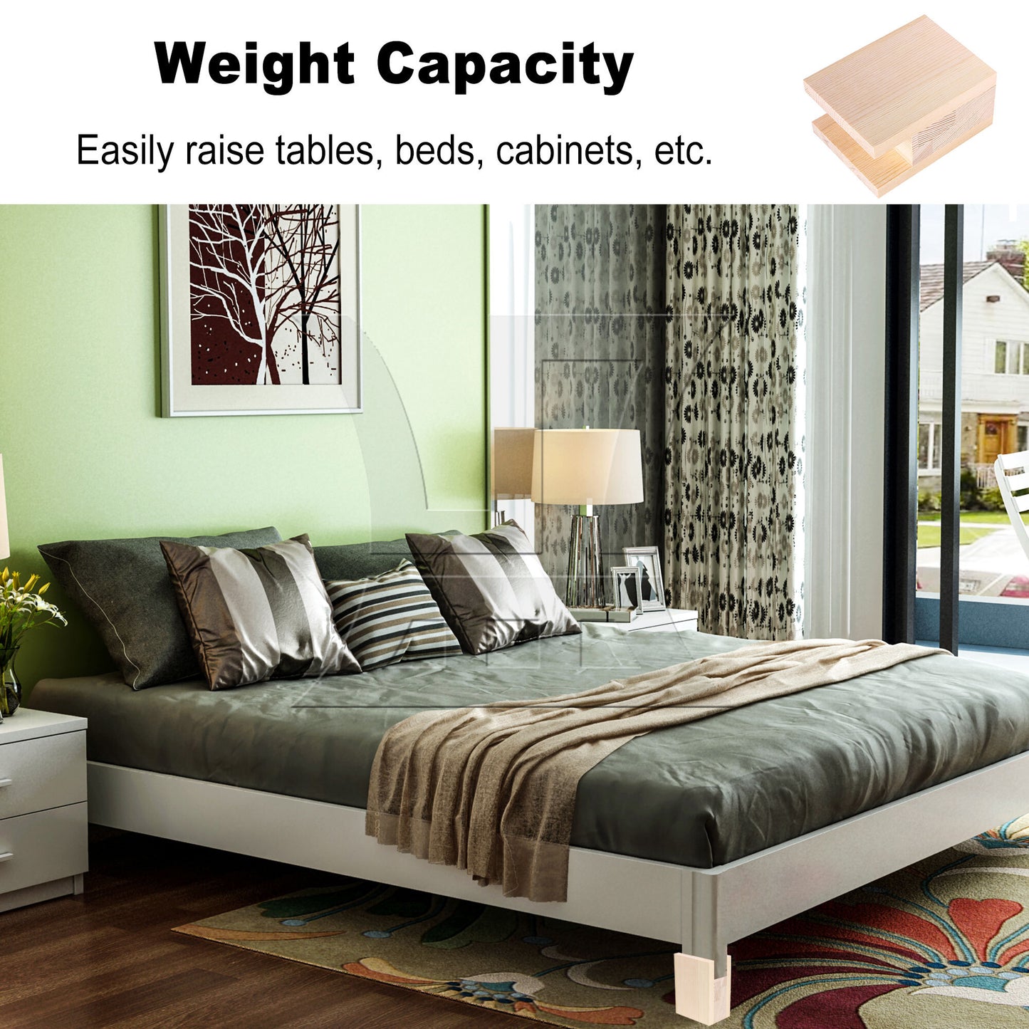 BQLZR 4cm Groove Wood Cube Furniture Lifter Bed Sofa Table Riser Height 5cm
